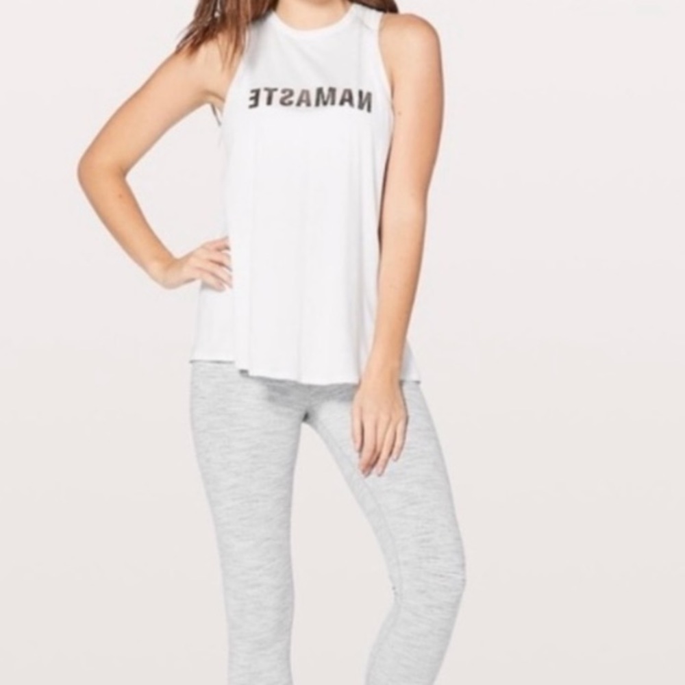 Lululemon White Namaste Open Back Tank